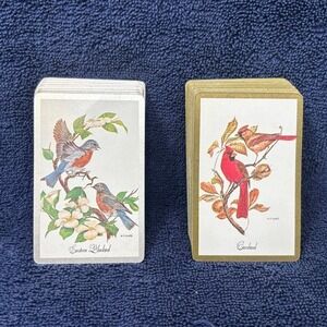 Vintage Congress Playing Cards 2 Decks Birds Cardinal Bluebird Gilded